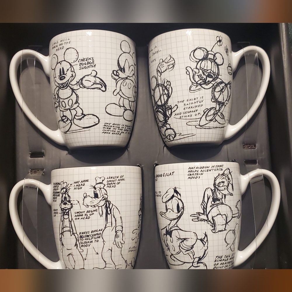 Disney Collctabled  Character Sketch Mug Set - Black and White